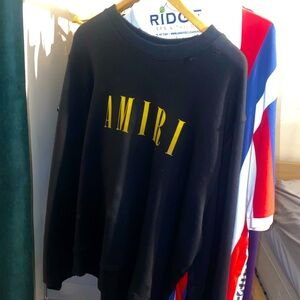 Classic AMIRI Black Crewneck Sweatshirt with Bold Logo
